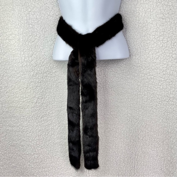 EUC genuine mink scarf/belt, dark brown, silky & luxurious vintage estate piece - Picture 2 of 5